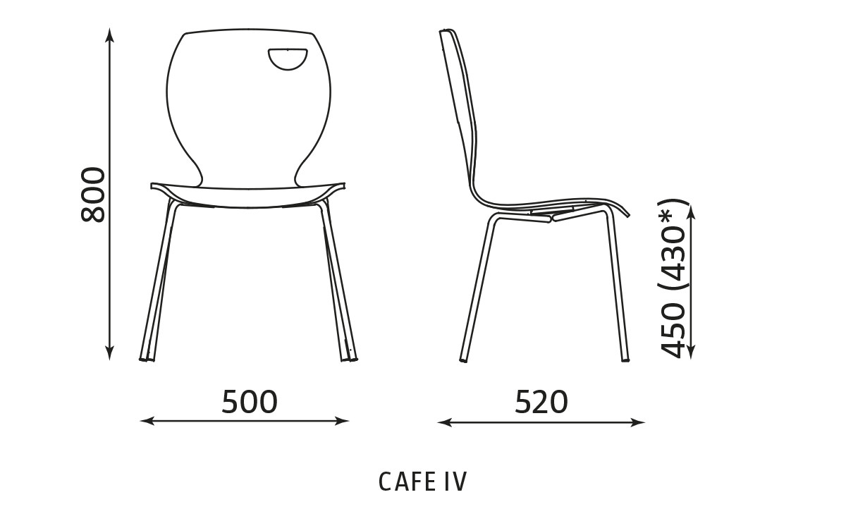 Wymiary krzesła Cafe IV